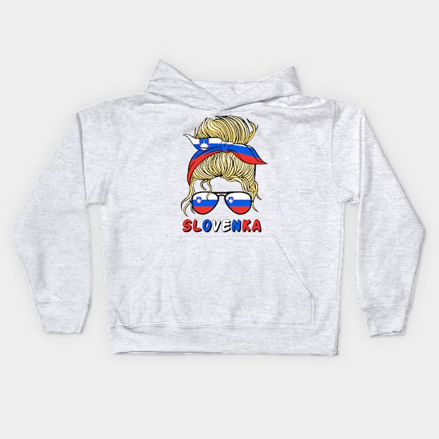 Slovenia Slovenka Flag Girls Slovenian Girl Kids Kids Hoodie by qwertydesigns